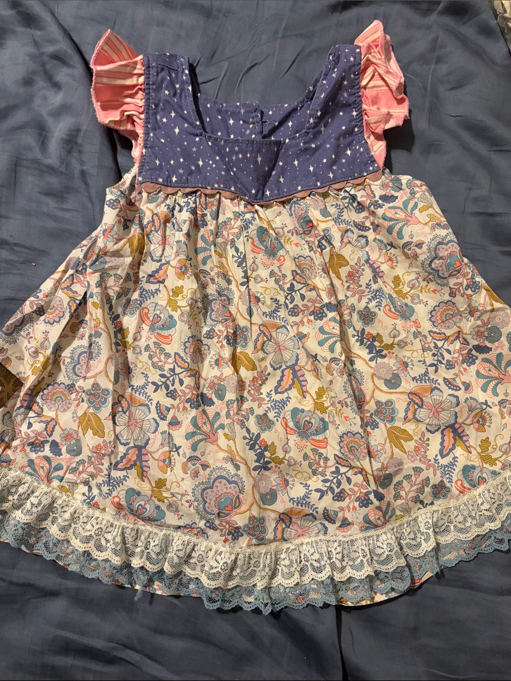 Girls Floral Multi-Color Ruffle Dress